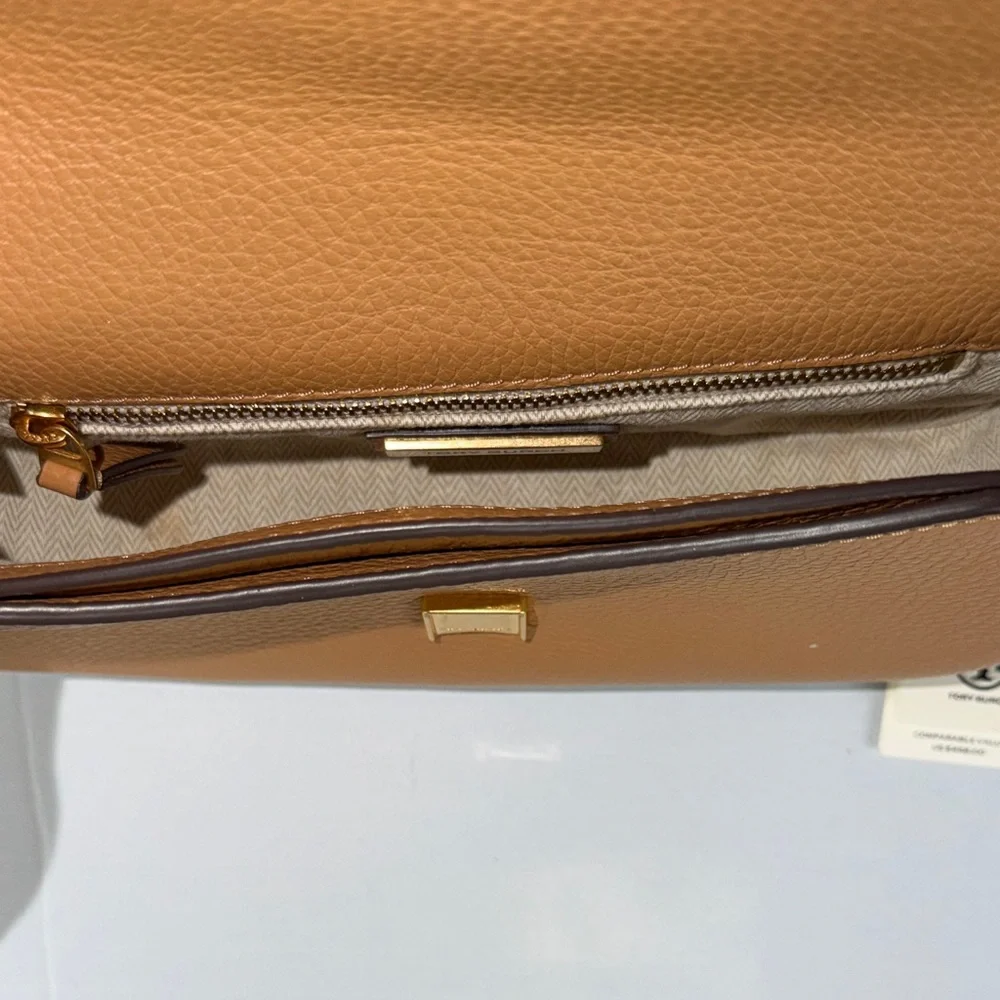 Tory Burch Tan Leather Adjustable Crossbody Bag
